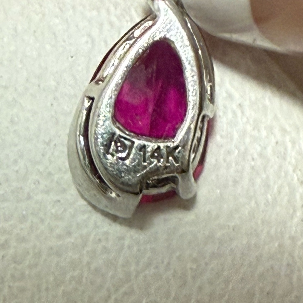 Authentic Genuine Ruby & Diamond Drop Earrings w/ Certificate 14K Gold - Picture 16 of 16